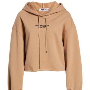 I.AM.GIA Madness Cropped Tan Hoodie Sweatshirt XS